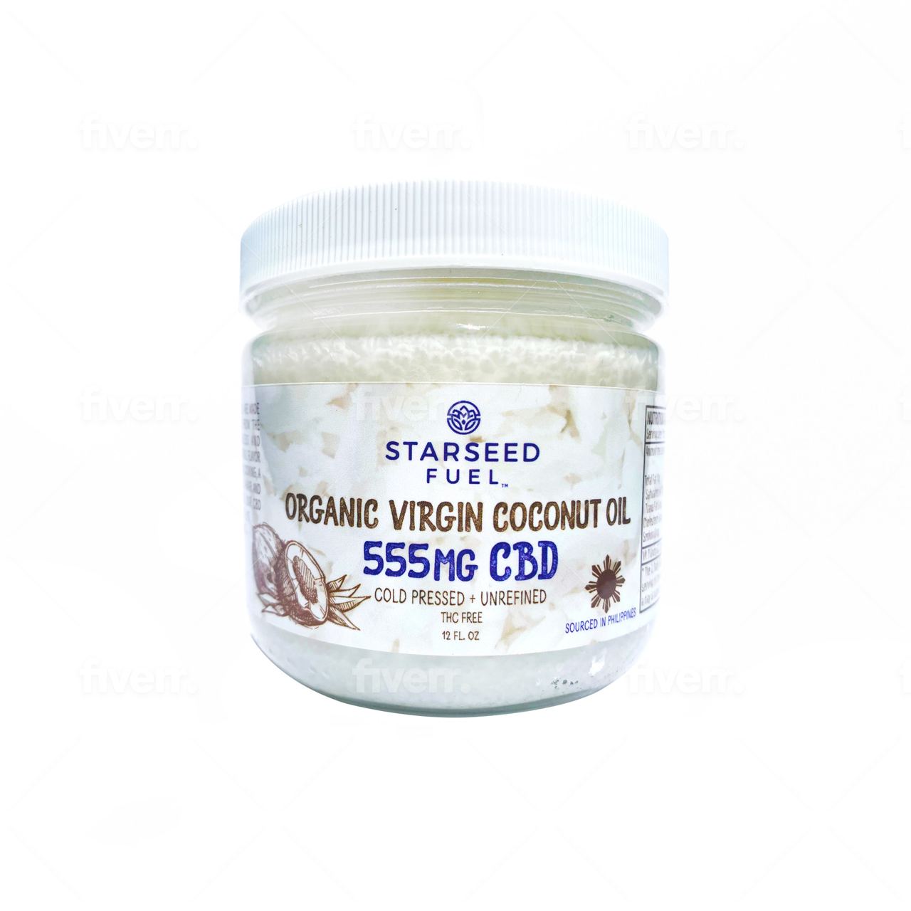 Starseed Fuel Organic Virgin Coconut Oil with 555mg CBD