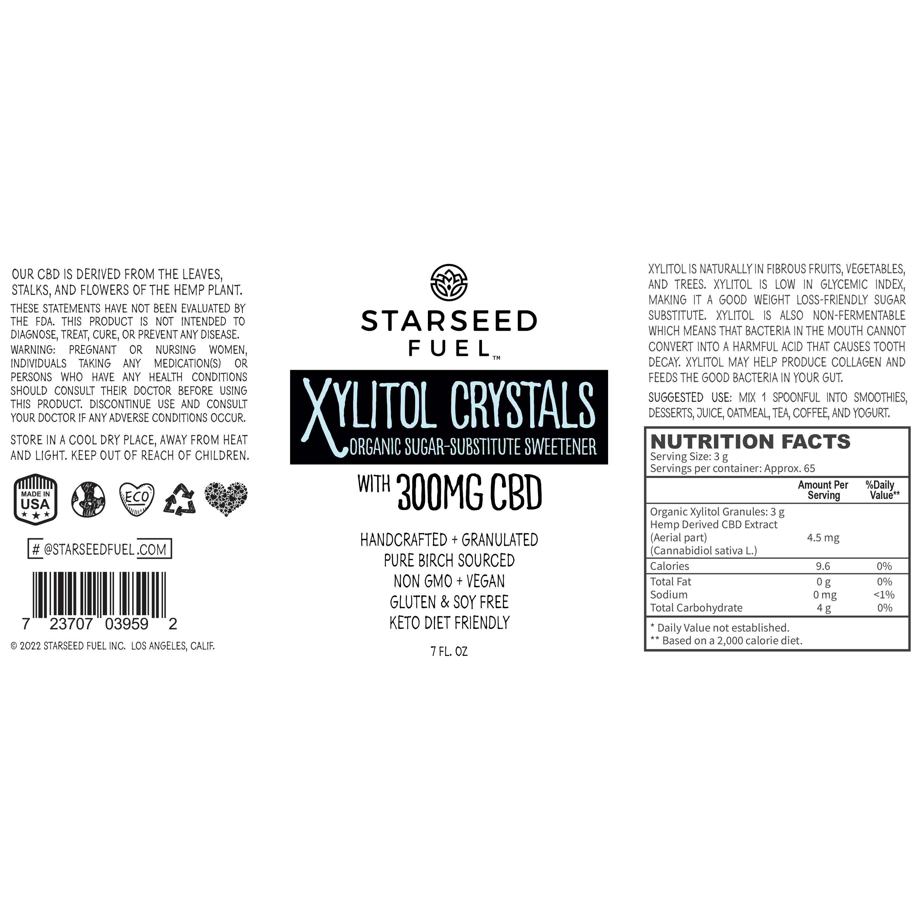 Starseed Fuel Xylitol Crystals 300mg CBD